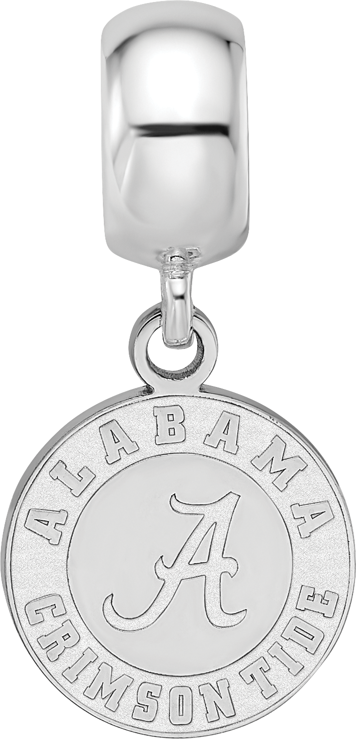 Sterling Silver Rhodium-plated LogoArt University of Alabama Crimson Tide Small Dangle Bead Charm