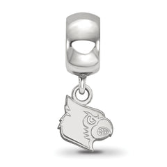 Sterling Silver Rhodium-plated LogoArt University of Louisville Cardinal Extra Small Dangle Bead Charm