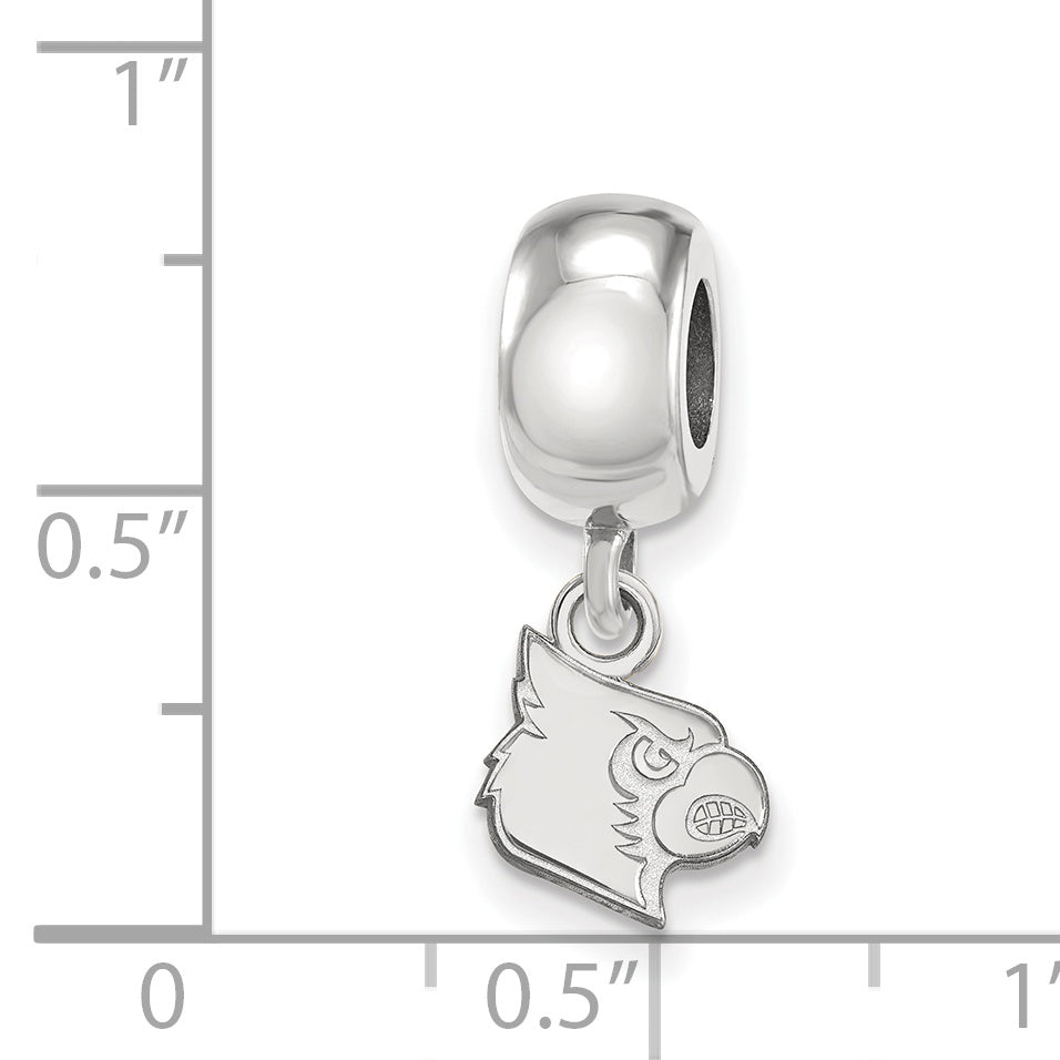 Sterling Silver Rhodium-plated LogoArt University of Louisville Cardinal Extra Small Dangle Bead Charm