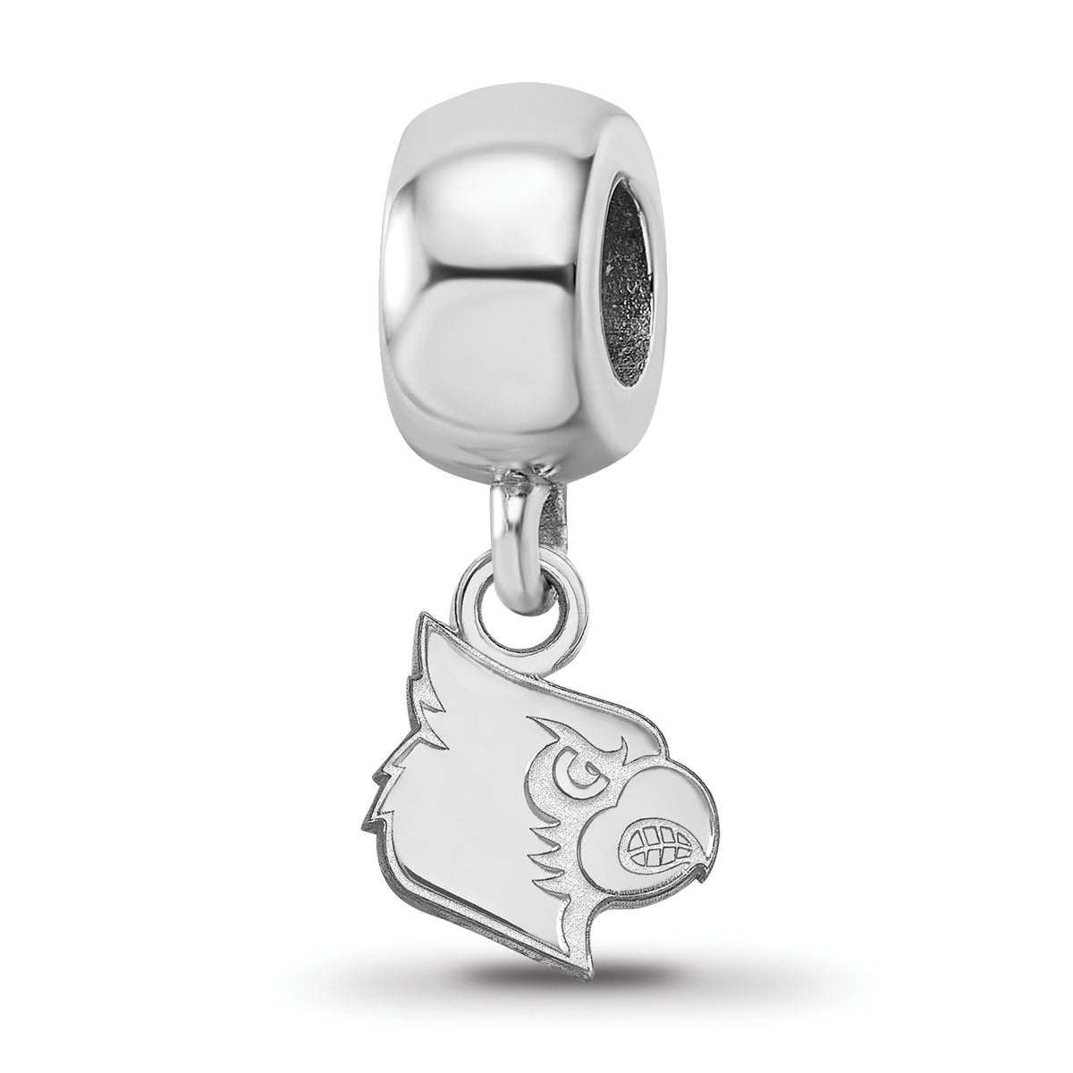 Sterling Silver Rhodium-plated LogoArt University of Louisville Cardinal Extra Small Dangle Bead Charm