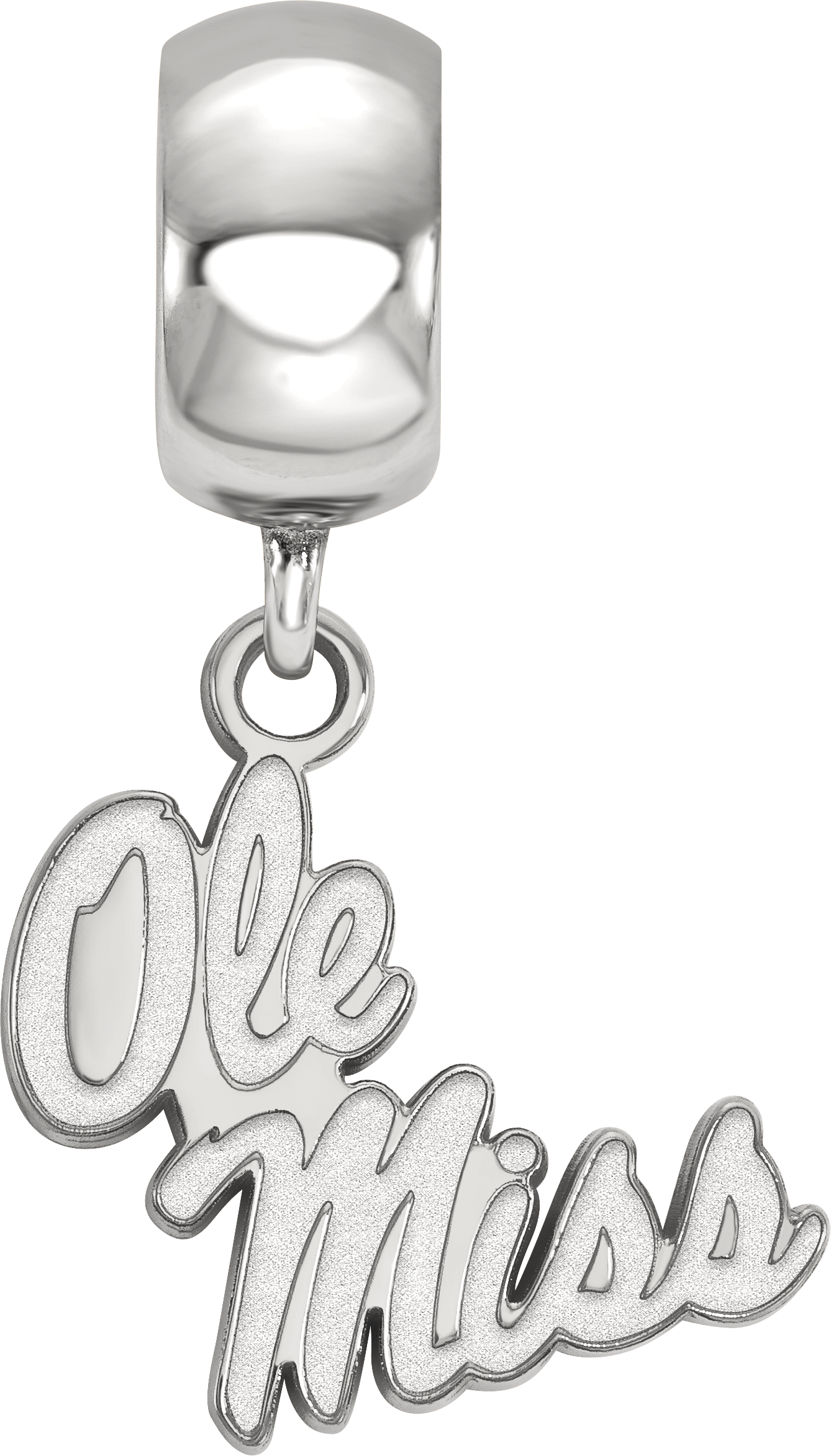 Sterling Silver Rhodium-plated LogoArt University of Mississippi Ole Miss Small Dangle Bead Charm