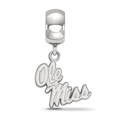 Sterling Silver Rhodium-plated LogoArt University of Mississippi Ole Miss Small Dangle Bead Charm