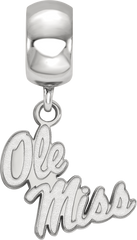 Sterling Silver Rhodium-plated LogoArt University of Mississippi Ole Miss Small Dangle Bead Charm