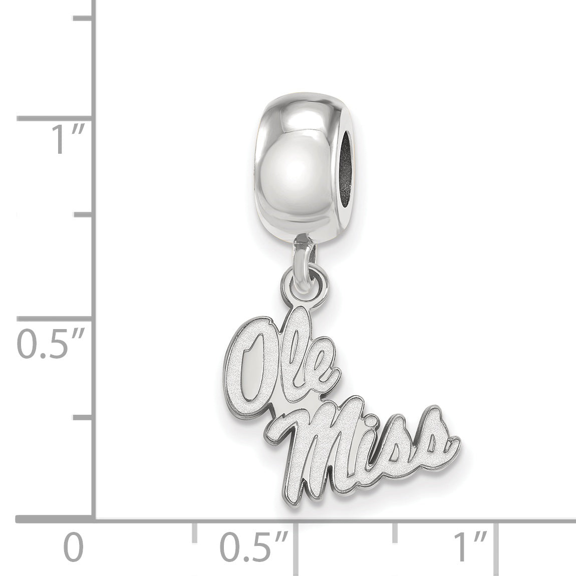 Sterling Silver Rhodium-plated LogoArt University of Mississippi Ole Miss Small Dangle Bead Charm