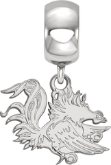 Sterling Silver Rhodium-plated LogoArt University of South Carolina Gamecock Small Dangle Bead Charm