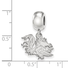 Sterling Silver Rhodium-plated LogoArt University of South Carolina Gamecock Small Dangle Bead Charm