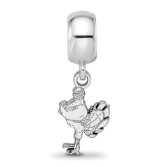 Sterling Silver Rhodium-plated LogoArt Virginia Tech HokieBird Small Dangle Bead Charm