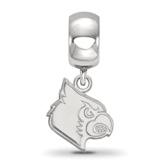 Sterling Silver Rhodium-plated LogoArt University of Louisville Cardinal Small Dangle Bead Charm