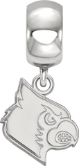 Sterling Silver Rhodium-plated LogoArt University of Louisville Cardinal Small Dangle Bead Charm