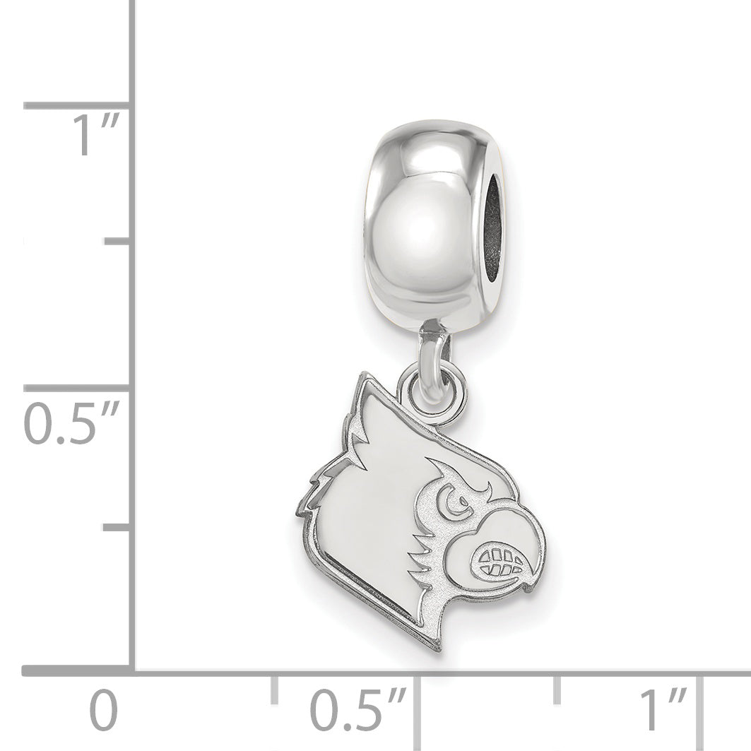 Sterling Silver Rhodium-plated LogoArt University of Louisville Cardinal Small Dangle Bead Charm