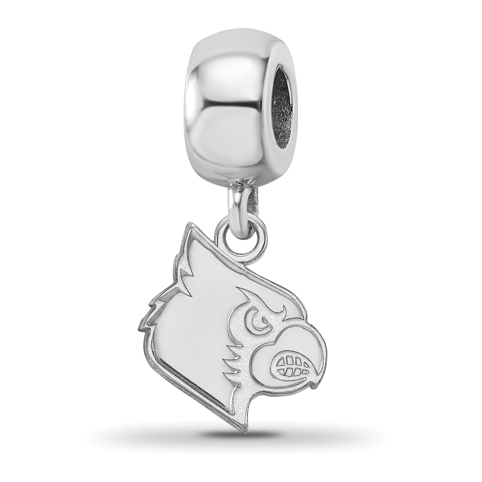 Sterling Silver Rhodium-plated LogoArt University of Louisville Cardinal Small Dangle Bead Charm