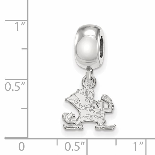 Sterling Silver Rhodium-plated LogoArt University of Notre Dame Leprechaun Extra Small Dangle Bead Charm