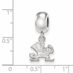 Sterling Silver Rhodium-plated LogoArt University of Notre Dame Leprechaun Extra Small Dangle Bead Charm