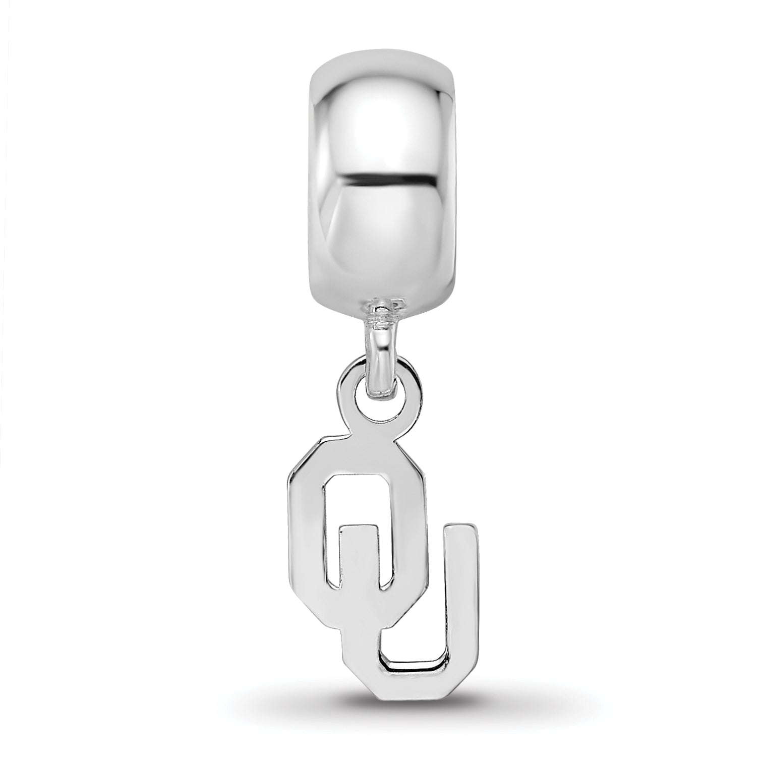 Sterling Silver Rhodium-plated LogoArt University of Oklahoma O-U Extra Small Dangle Bead Charm