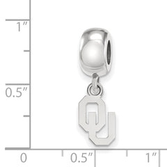 Sterling Silver Rhodium-plated LogoArt University of Oklahoma O-U Extra Small Dangle Bead Charm