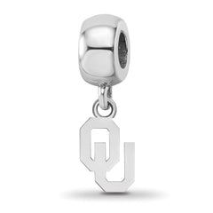 Sterling Silver Rhodium-plated LogoArt University of Oklahoma O-U Extra Small Dangle Bead Charm