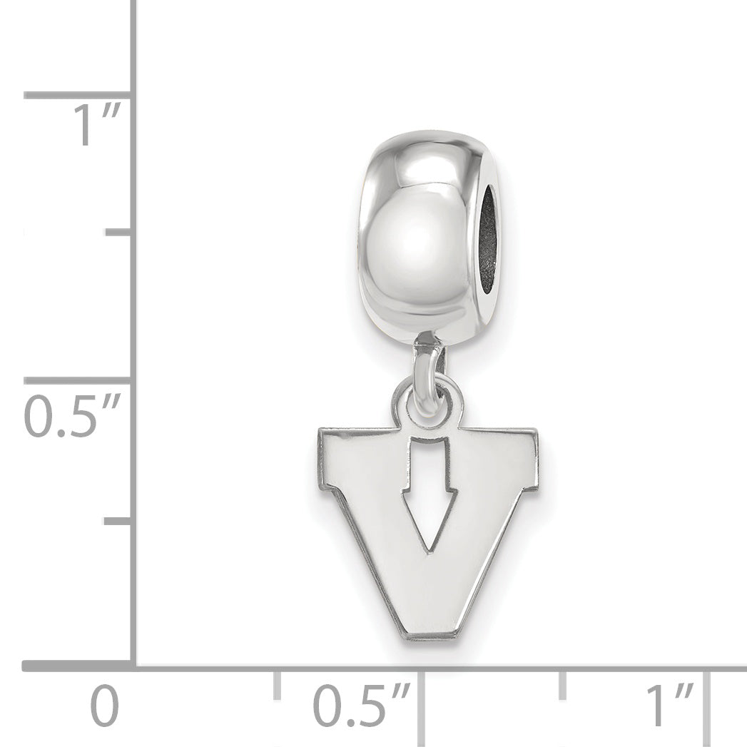 Sterling Silver Rhodium-plated LogoArt University of Virginia Letter V Extra Small Dangle Bead Charm