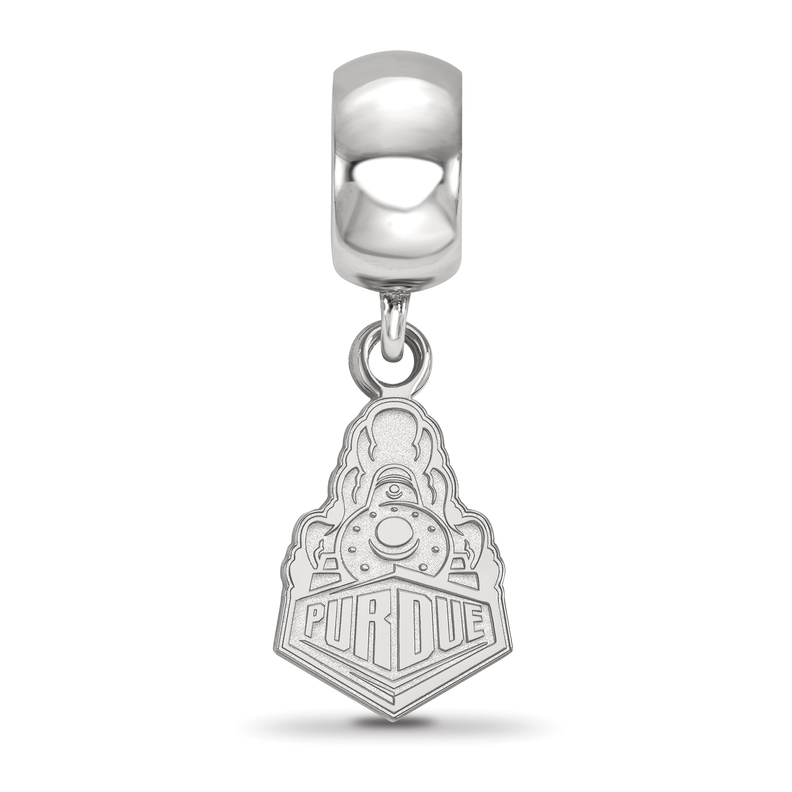 Sterling Silver Rhodium-plated LogoArt Purdue University Boilermakers Train Logo Small Dangle Bead Charm