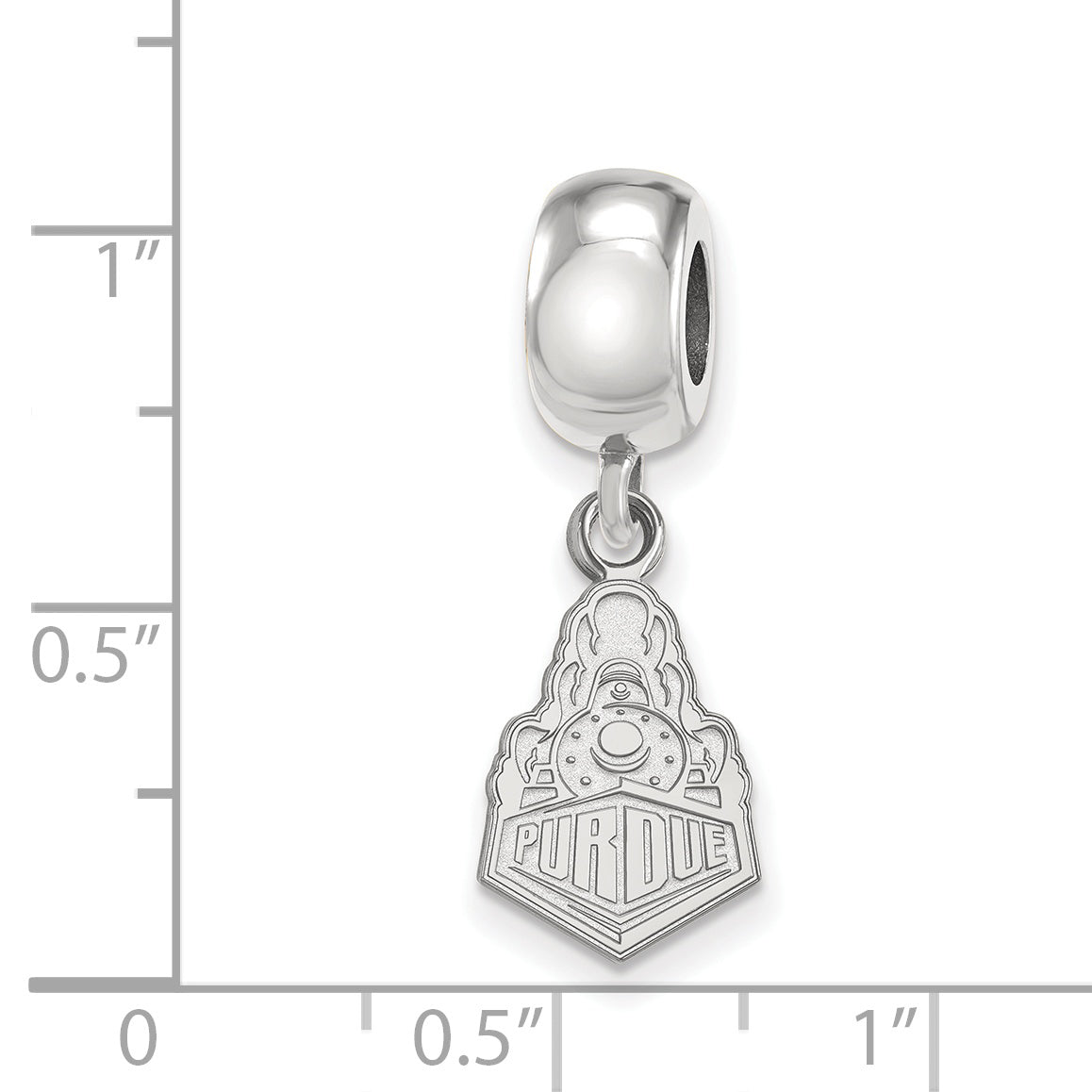 Sterling Silver Rhodium-plated LogoArt Purdue University Boilermakers Train Logo Small Dangle Bead Charm