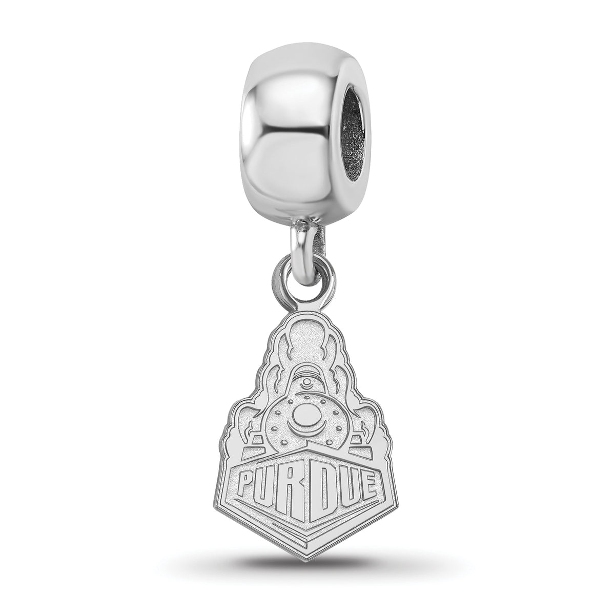 Sterling Silver Rhodium-plated LogoArt Purdue University Boilermakers Train Logo Small Dangle Bead Charm