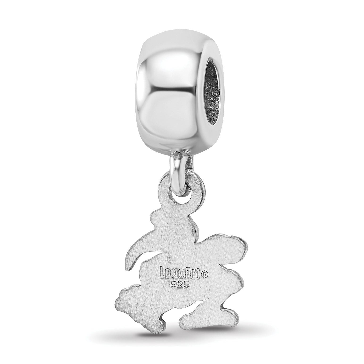 Sterling Silver Rhodium-plated LogoArt University of Miami Florida Sebastian Extra Small Dangle Bead Charm