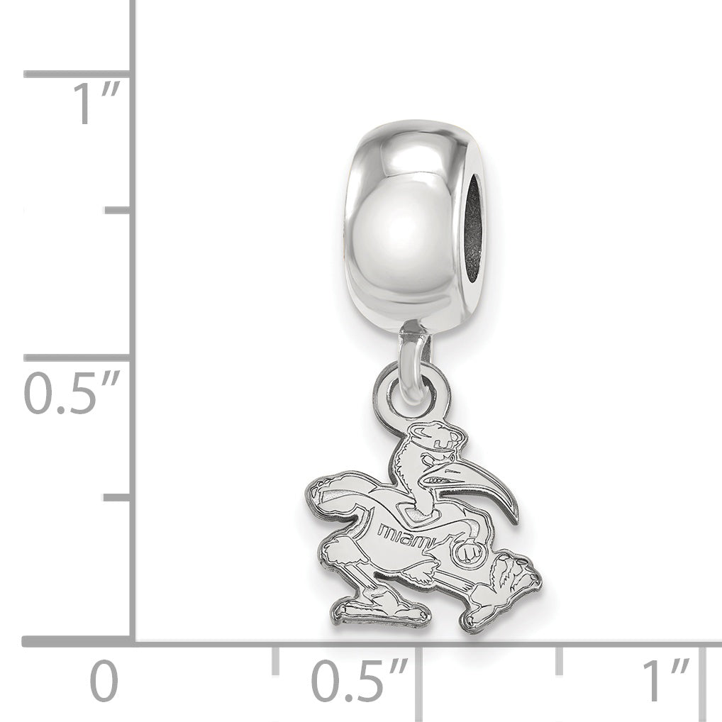 Sterling Silver Rhodium-plated LogoArt University of Miami Florida Sebastian Extra Small Dangle Bead Charm