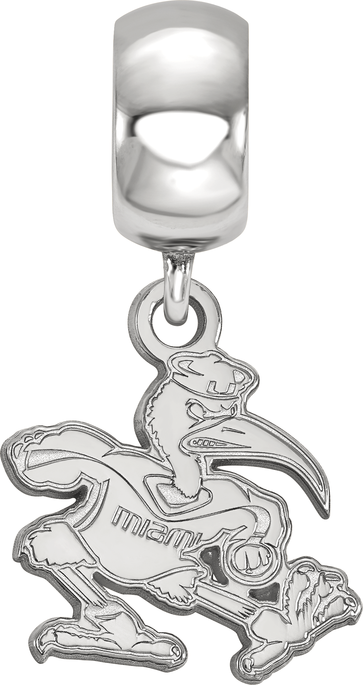 Sterling Silver Rhodium-plated LogoArt University of Miami Florida Sebastian Small Dangle Bead Charm