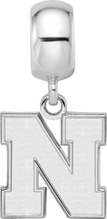 Sterling Silver Rhodium-plated LogoArt University of Nebraska Letter N Small Dangle Bead Charm