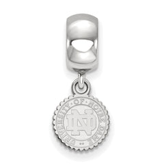 Sterling Silver Rhodium-plated LogoArt University of Notre Dame Crest Extra Small Dangle Bead Charm