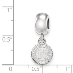 Sterling Silver Rhodium-plated LogoArt University of Notre Dame Crest Extra Small Dangle Bead Charm