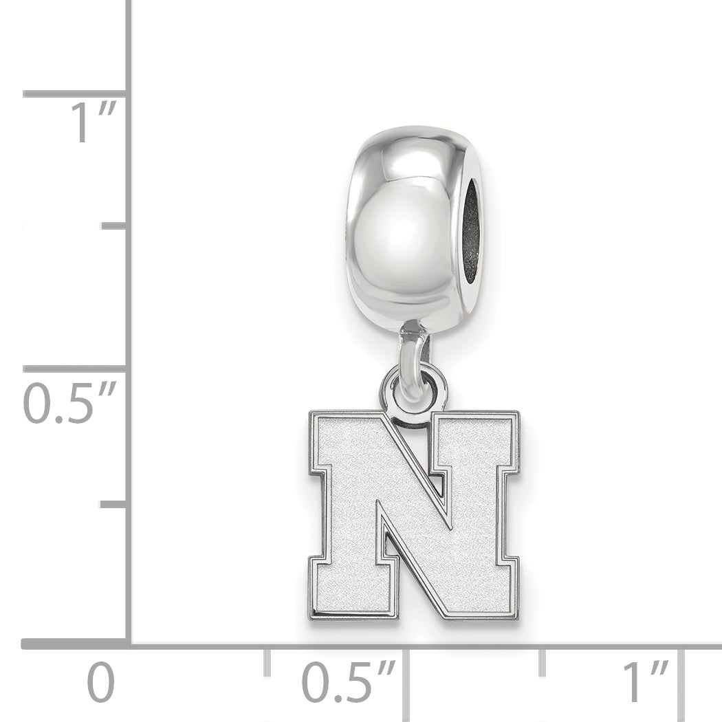 Sterling Silver Rhodium-plated LogoArt University of Nebraska Letter N Extra Small Dangle Bead Charm