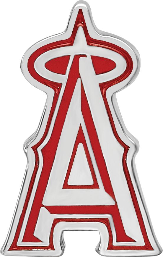 Sterling Silver Rhodium-plated MLB LogoArt Los Angeles Angels Enameled Bead