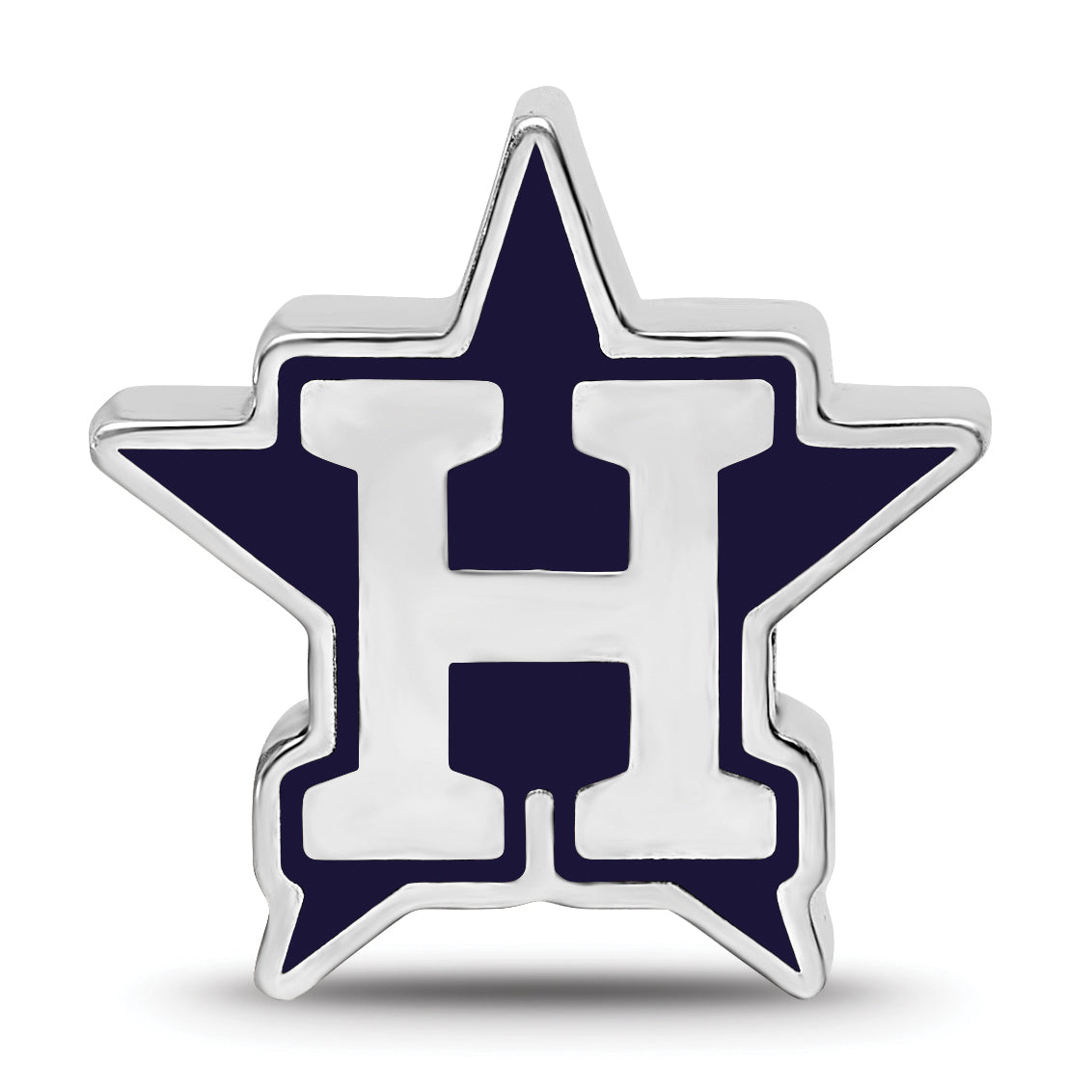 Sterling Silver Rhodium-plated MLB LogoArt Houston Astros Letter H Star Enameled Bead