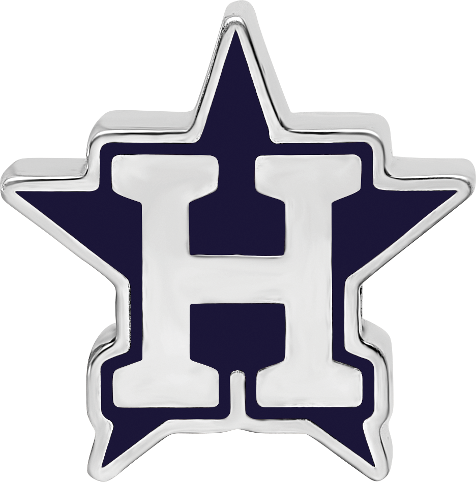 Sterling Silver Rhodium-plated MLB LogoArt Houston Astros Letter H Star Enameled Bead