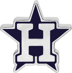 Sterling Silver Rhodium-plated MLB LogoArt Houston Astros Letter H Star Enameled Bead