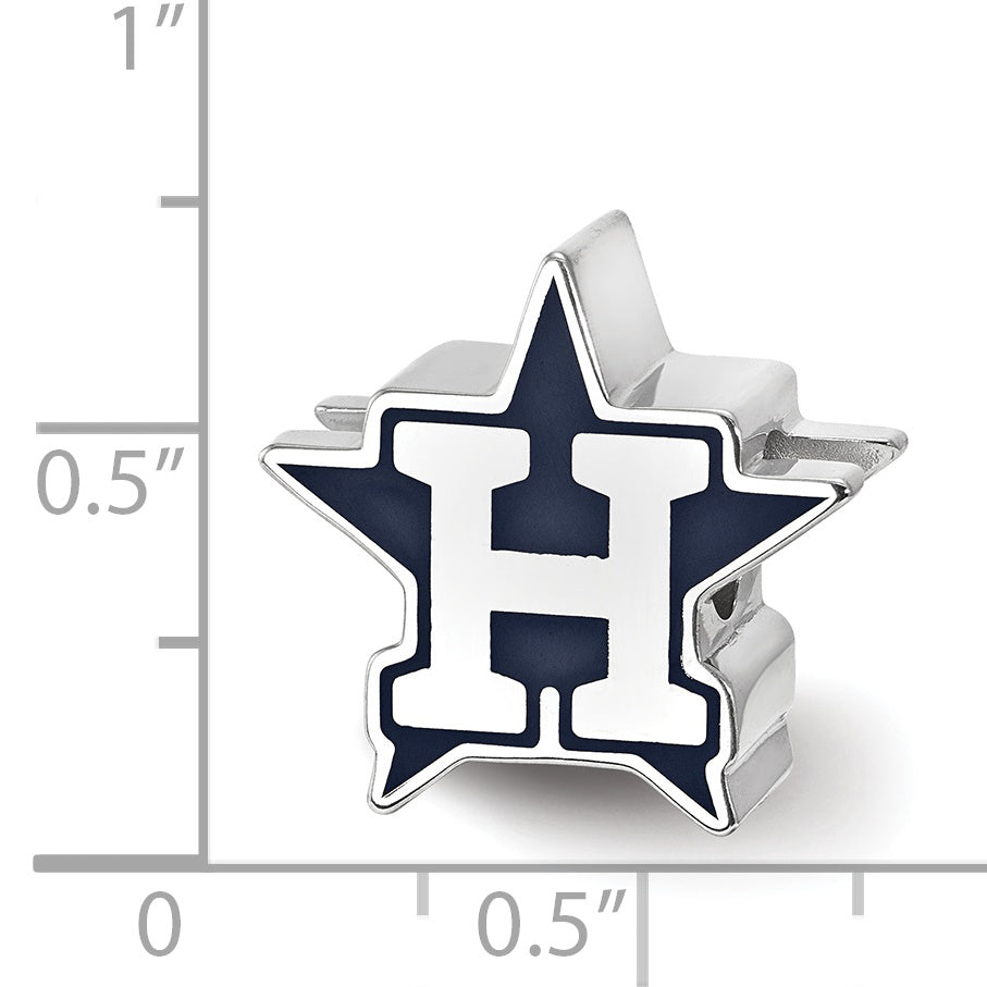 Sterling Silver Rhodium-plated MLB LogoArt Houston Astros Letter H Star Enameled Bead