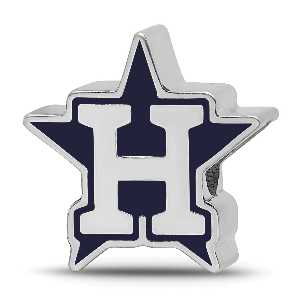 Sterling Silver Rhodium-plated MLB LogoArt Houston Astros Letter H Star Enameled Bead