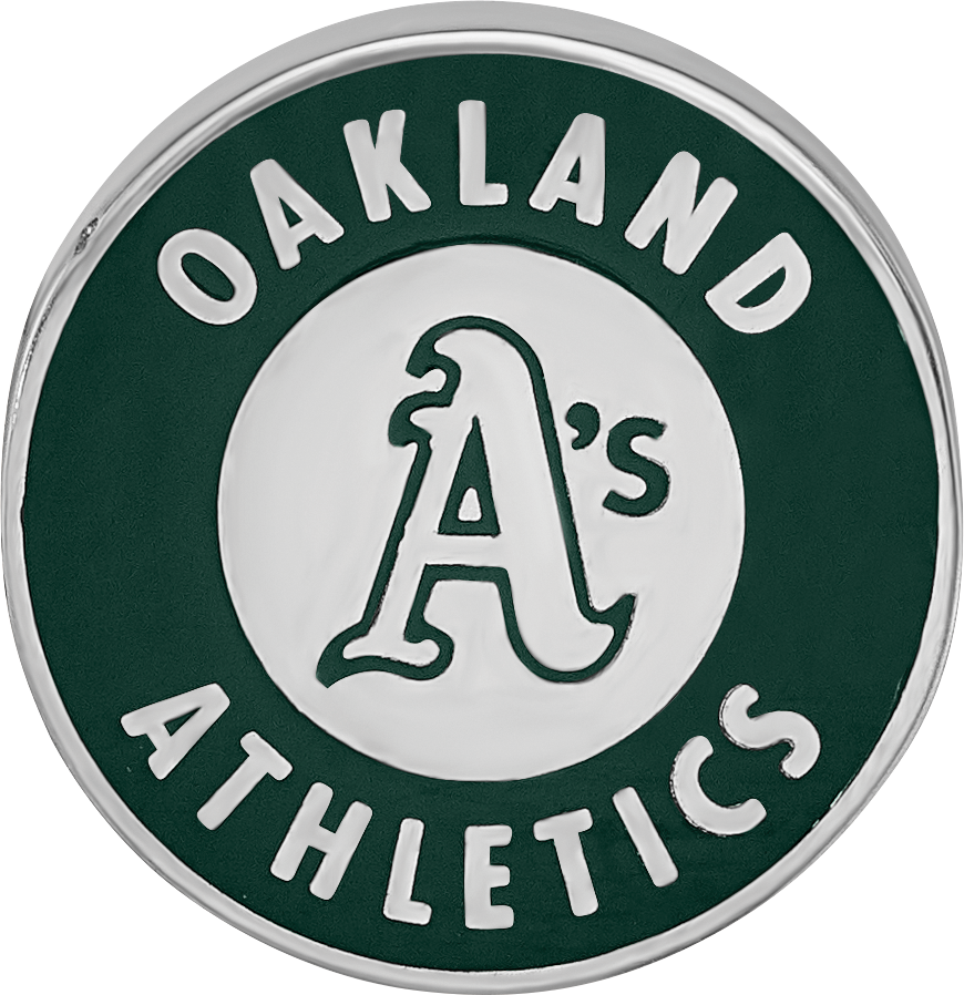 Sterling Silver Rhodium-plated MLB LogoArt Oakland Athletics Enameled Bead