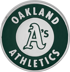 Sterling Silver Rhodium-plated MLB LogoArt Oakland Athletics Enameled Bead