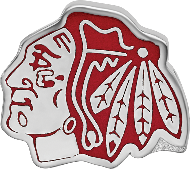 Sterling Silver Rhodium-plated NHL LogoArt Chicago Blackhawks Enameled Logo Bead