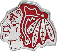 Sterling Silver Rhodium-plated NHL LogoArt Chicago Blackhawks Enameled Logo Bead