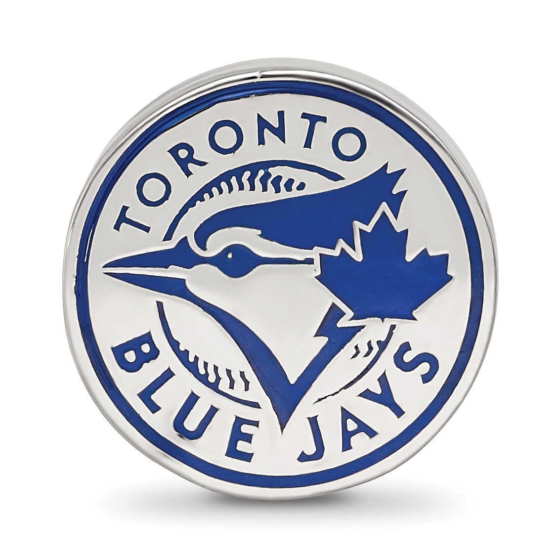 Sterling Silver Rhodium-plated MLB LogoArt Toronto Blue Jays Enameled Bead