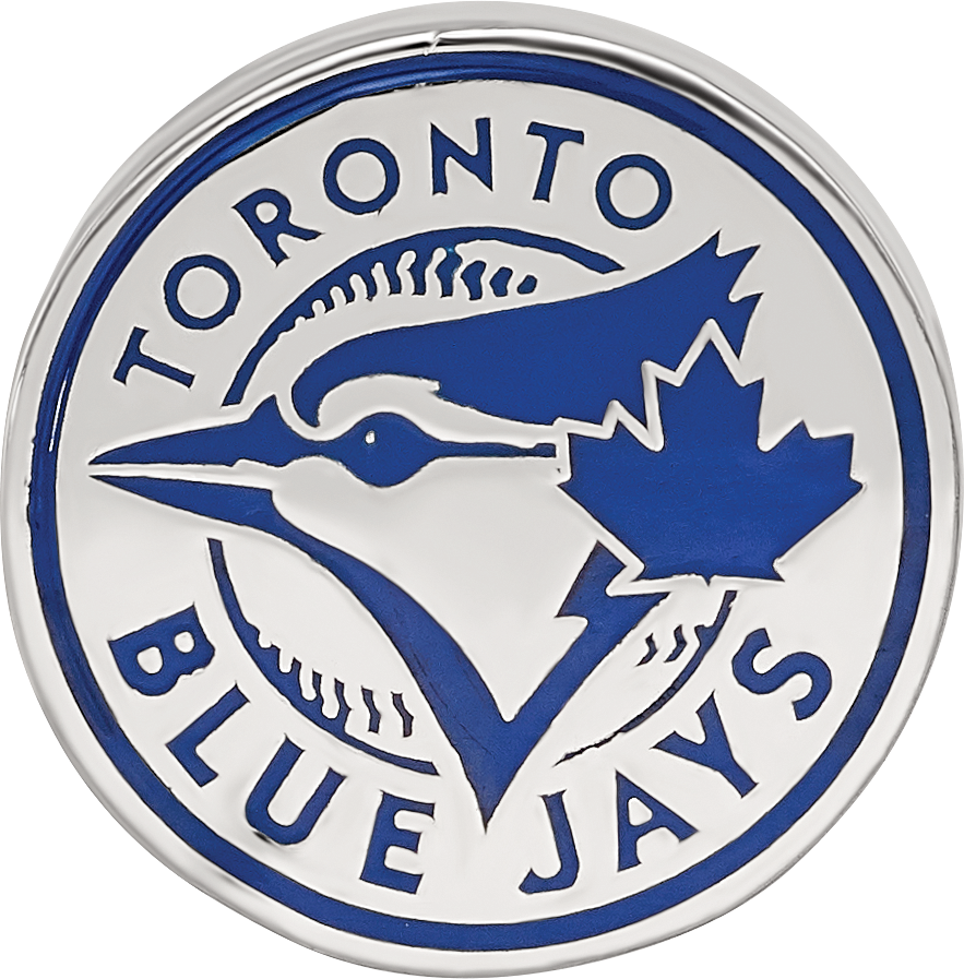 Sterling Silver Rhodium-plated MLB LogoArt Toronto Blue Jays Enameled Bead