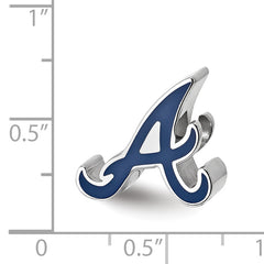 Sterling Silver Rhodium-plated MLB LogoArt Atlanta Braves Enameled Bead