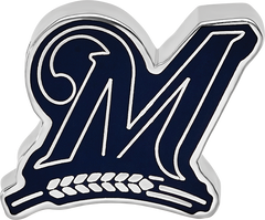 Sterling Silver Rhodium-plated MLB LogoArt Milwaukee Brewers Letter M Enameled Bead