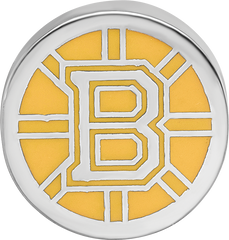 Sterling Silver Rhodium-plated NHL LogoArt Boston Bruins Enameled Bead