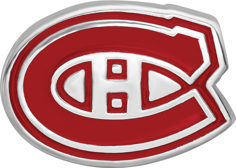 Sterling Silver Rhodium-plated NHL LogoArt Montreal Canadiens Enameled Bead