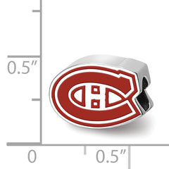 Sterling Silver Rhodium-plated NHL LogoArt Montreal Canadiens Enameled Bead