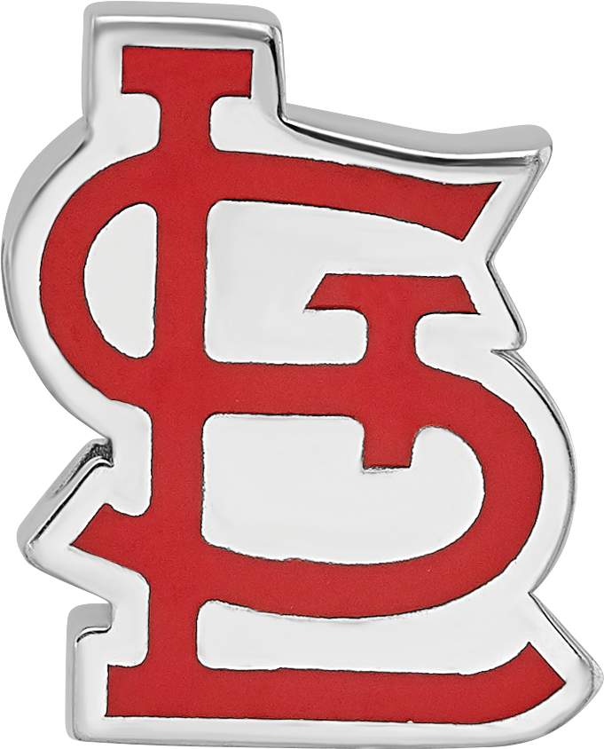 Sterling Silver Rhodium-plated MLB LogoArt St. Louis Cardinals St. L Enameled Bead