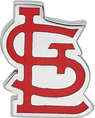 Sterling Silver Rhodium-plated MLB LogoArt St. Louis Cardinals St. L Enameled Bead